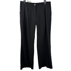 J Jill Womens Bi-Stretch Wide Legged Pants Size 12P Navy Black Cotton Blend